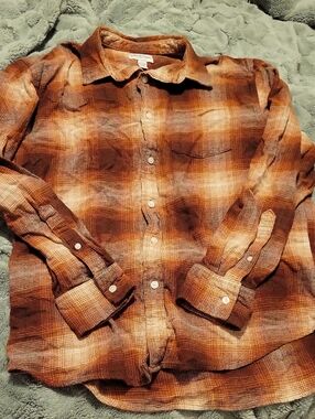 Arizona Jean Company Brown Plaid Button-Up Shirt